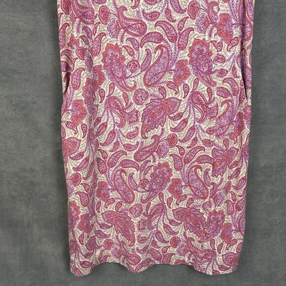 J Jill Dress Womens Small Pink Paisley Pockets Stretch Comfort Beach Boho Preppy - Picture 3 of 13